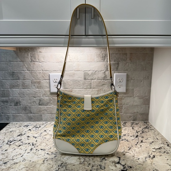 Dooney & Bourke EUC Yellow, Blue, & Cream Shoulder Bag - Picture 2 of 6